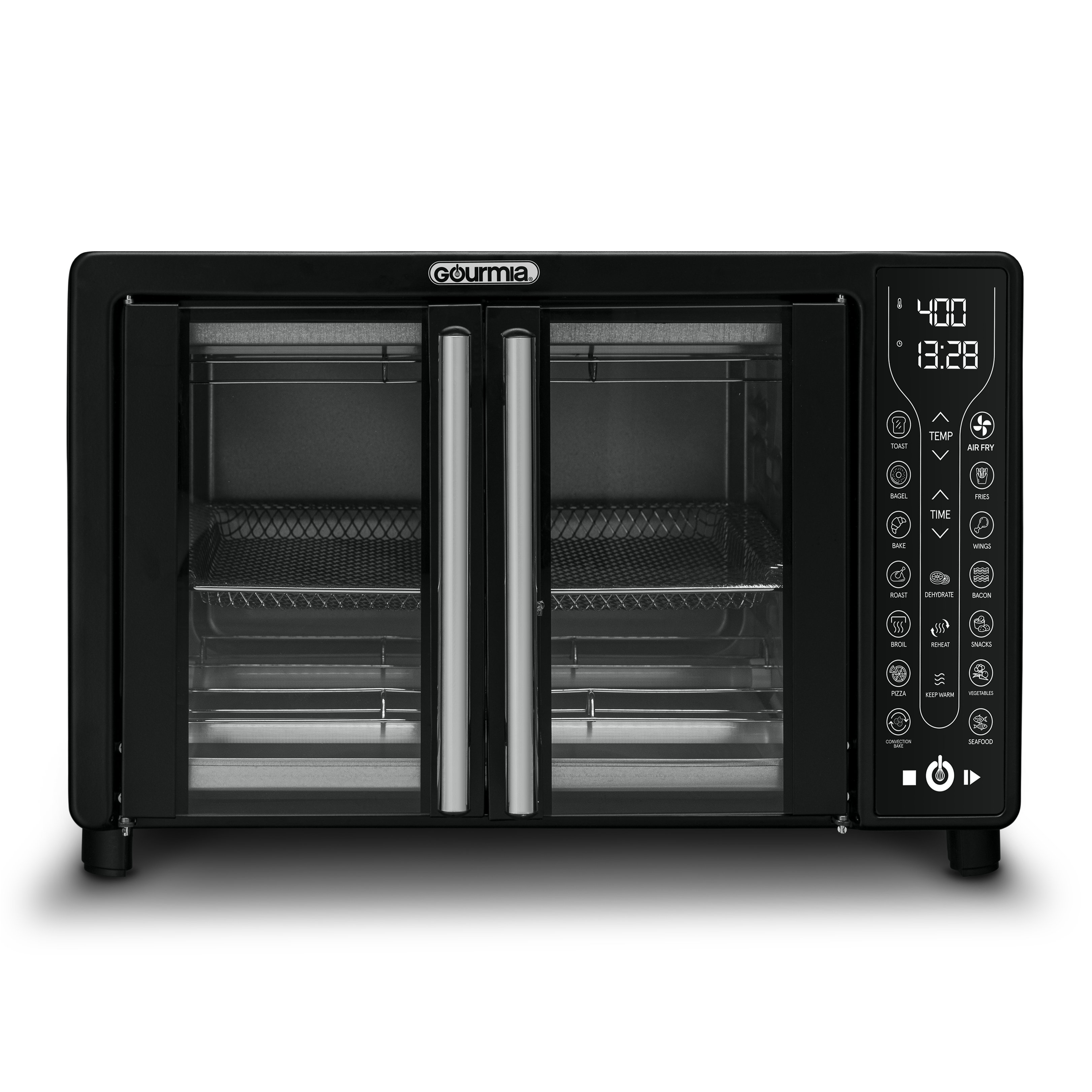 Gourmia 26 QT Air Fryer Convection Oven Combo 17 1 Countertop Toaster Oven Bake Toast Roast Broil Dehydrate And More XL Capacity French Doors Digital LCD Display Reviews Wayfair
